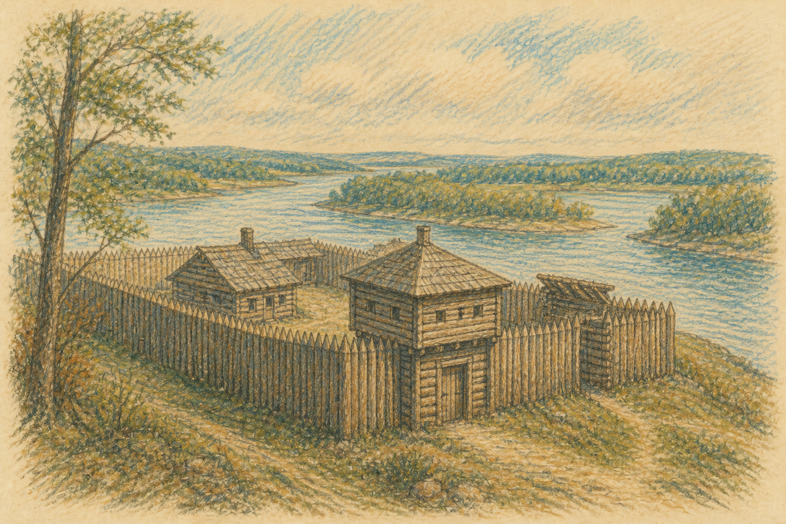 Fort Koshkonong stockade sketch