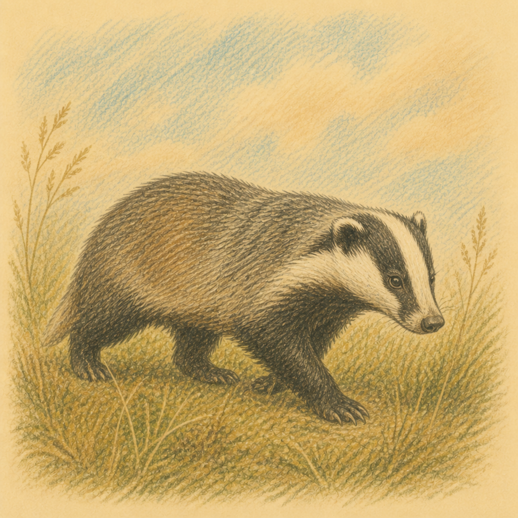 Badger colored-pencil sketch
